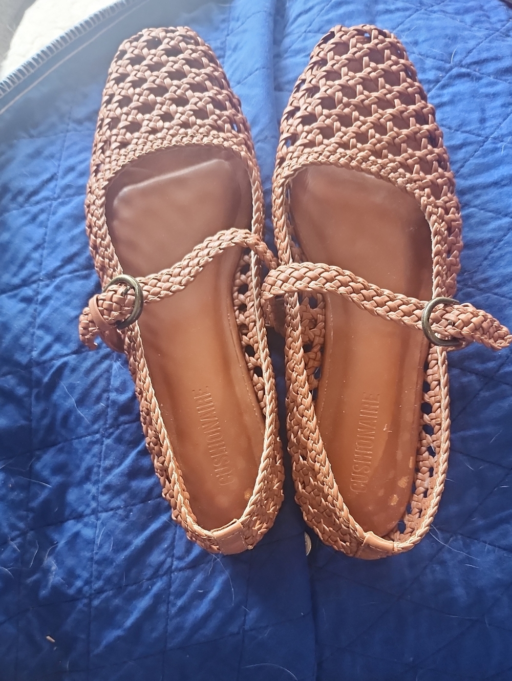 Woven Mary Jane Flats in Brown - Cushionaire